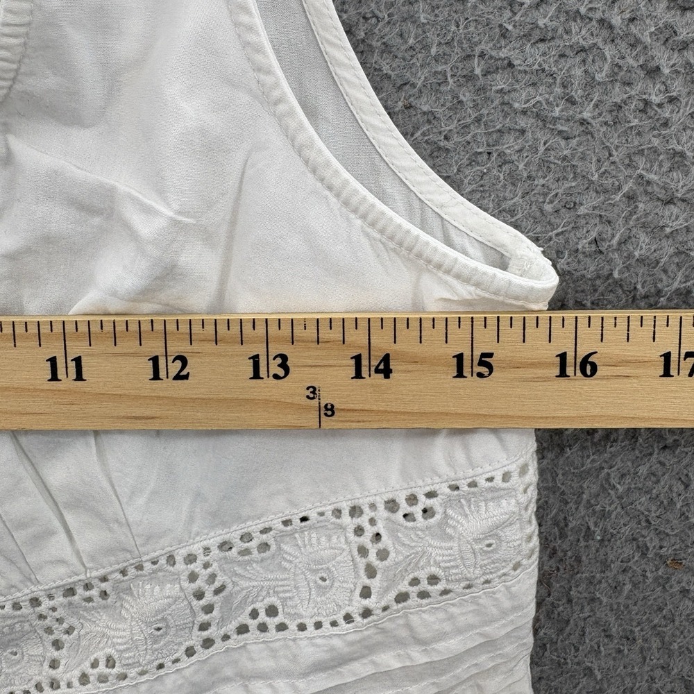 Free People Top Womens M White Eyelet Sleeveless V Neck Tank Cotton Boho Peasant - Picture 6 of 14